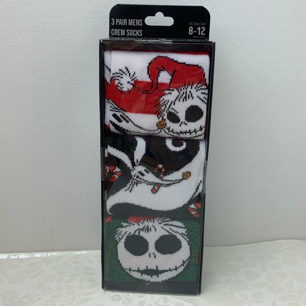 The Nightmare Before Christmas  3 pair mens crew socks‎ , new in the box